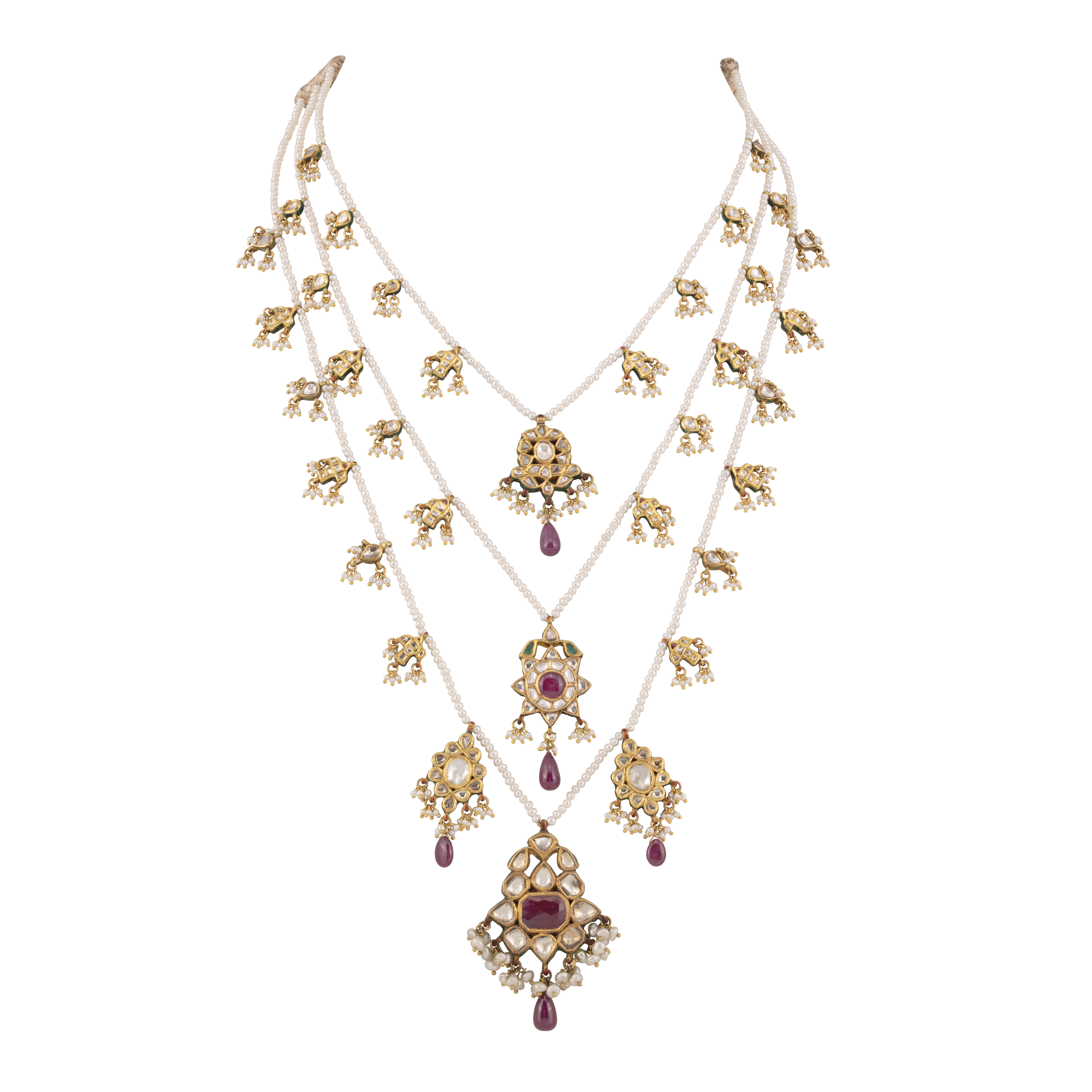 Teen Lada Necklace with Polkis, Rubies, and Pearls